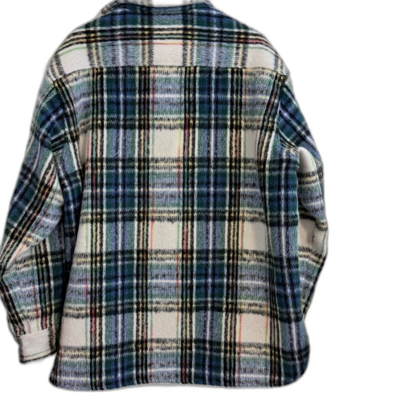 ALLSAINTS Men's XL Wool Blend Plaid Overshirt Grunge Jacket Coat - Picture 6 of 7